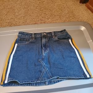 PacSun Jean Skirt With White and Yellow Stripes